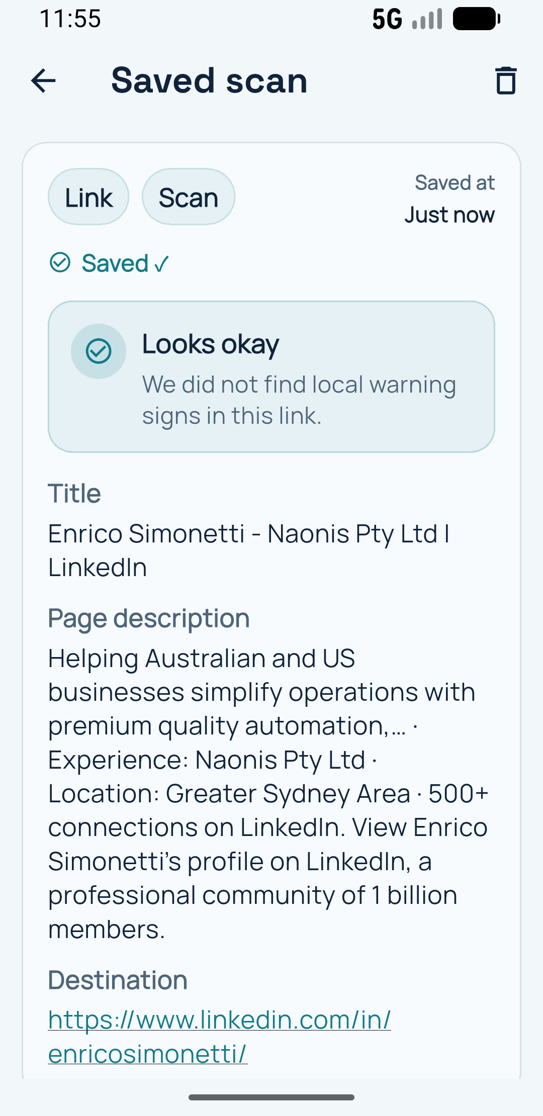 Saved QR scans with useful context